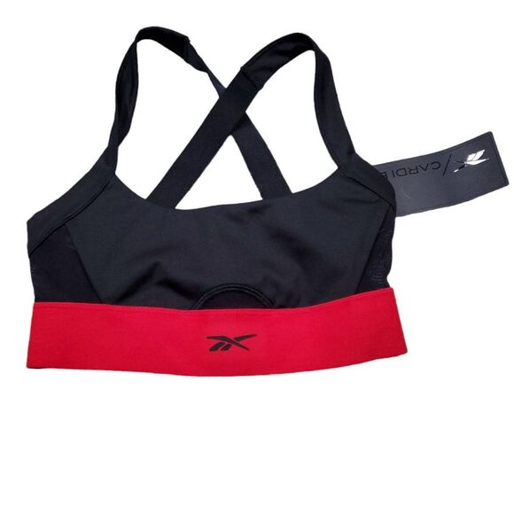 Reebok x Cardi B Bralette Logo Athletic Sports Bra Black Red Women's Size XS - Picture 2 of 6